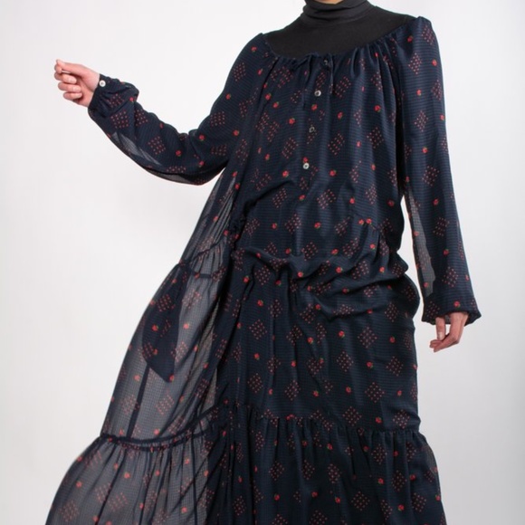 Paul & Joe Foral Checkered Maxi Dress - Picture 1 of 6